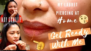 My Labret Piercing at Home with Needle [upl. by Riley392]