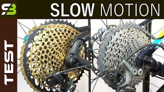 Shimano XTR kontra Sram XX1 Eagle w zwolnionym tempie 120 kls [upl. by Ho]