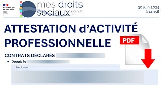 Comment télécharger votre attestation dactivité professionnel sur le site mes drois sociaux [upl. by Arlin]