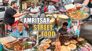 Amritsar Best Street Food  Paneer Bhurji Neutri Kulcha Mathi Choley Amritsari Kulfa [upl. by Schroth]