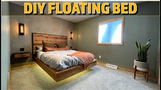 How to Build a FLOATING BED  Bedroom Reno Part 5 [upl. by Eisserc452]