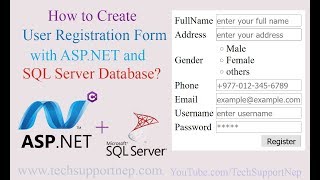 How to create User Registration Form in ASPNET using SQL Server Database With Source Code [upl. by Elleuqar]