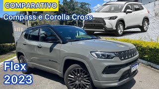 JEEP COMPASS E TOYOTA COROLLA CROSS flex 2023 Comparativo de motor espaço itens de série e preço [upl. by Kliment]