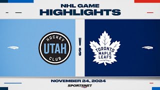 NHL Highlights  Utah HC vs Maple Leafs  November 24 2024 [upl. by Xyno]