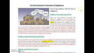 Exam Question Evaluation of negligence in tort [upl. by Poppo]