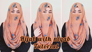 Hijab with Niqab Tutorial  Instant Hijab Style  Niqab Styles  zainab [upl. by Alleunamme310]