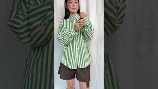 Retro modern mix striped shirt GREEN 1 [upl. by Erdnaxela556]