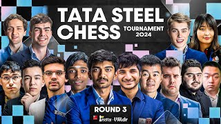 Tata Steel Chess 2024  Round 3  Pragg Gukesh Vidit Anish  Live commentary Sagar Amruta [upl. by Adeline978]