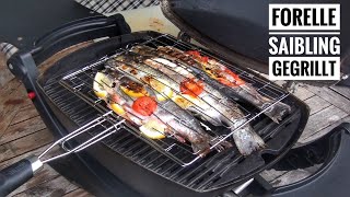 05 Forelle und Saibling vom Weber Baby Q Gasgrill  frisch gefangen auf den Tisch [upl. by Dorraj]