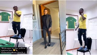 Lorch Singing and dancing for Sundowns players He is wearing suite😂 sundowns lorch safootball [upl. by Eelano759]