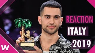 Italy Eurovision 2019 Mahmood quotSoldiquot Sanremo Reaction [upl. by Nirag]