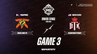 Fnatic ONIC PH vs BloodThirstyKings GAME 3 M6 World Championship  BTK vs FNOP ESPORTSTV [upl. by Doreg]