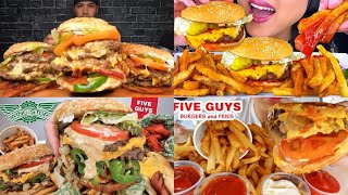 ASMR Five Guys Burgers Mukbang Compilation 4  Burgers and fries asmr  Satisfying eating sounds [upl. by Jb]