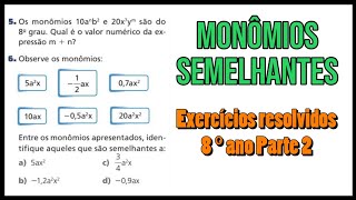 Monômios Semelhantes e Grau de um monômio  Parte 2 [upl. by Tedmund]