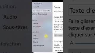 Modifier la Taille du TEXTE dans WINDOWS 10 shorts [upl. by Lewie409]