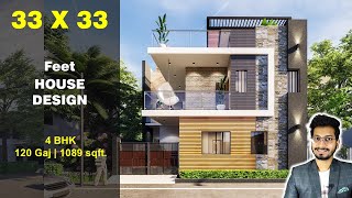 33x33 House Design 3D  120 Gaj  1089 sqft  3333 house design  10X10 Meter  DV Studio [upl. by Attenal]