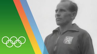 Emil Zátopeks long distance treble at Helsinki 1952  Epic Olympic Moments [upl. by Leahcam]