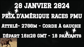 PMU QUINTÉ DU DIMANCHE 28 JANVIER 2024  Vincennes  Prix dAmérique Races Pmu [upl. by Kreegar921]