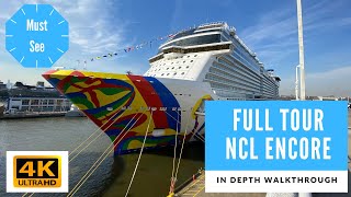 The Most In Depth Norwegian Encore Tour  all restaurants cabins and more on new NCL cruise ship [upl. by Ragland]