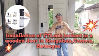 Installation of TTLock lockset in a wooden door in Bungahan Cuenca Batangas [upl. by Noorah371]