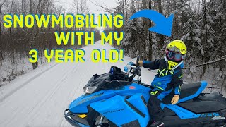 SNOWMOBILING Yummy DONUTSRiding with my 3 YEAR OLD [upl. by Charbonnier]