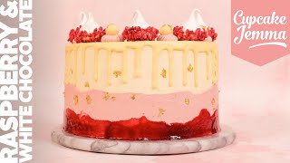 Raspberry amp White Chocolate Layer Cake Recipe amp HowTo  Cupcake Jemma [upl. by Zetrok]