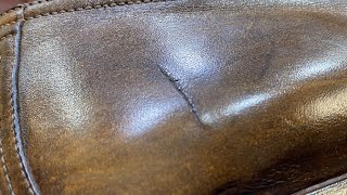 How to Remove Scratches on Leather Shoes Instructional Video [upl. by Alfred]