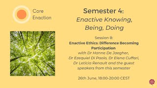 Core Enaction Programme Semester 4 – Session 8 – Enactive Ethics Difference Becoming Participation [upl. by Millian]