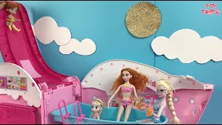 Frozen Dolls Elsa and Anna Pool Party Dress Up Shopping Barbie Morning Routine [upl. by Mcintosh]