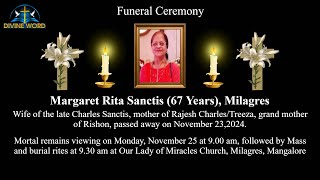 Funeral Ceremony of Margaret Rita Sanctis 67 Years Our Lady of Miracles Church Milagres [upl. by Seltzer542]