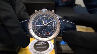 Breitling Navitimer World Chrono GMT 46 Blue 2016  WatchesGMT [upl. by Minoru592]