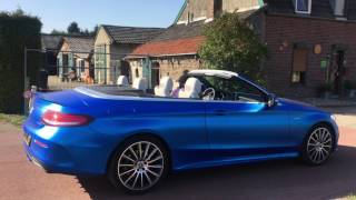 Mercedes C43 AMG Cabriolet Convertible APA matte blue chrome wrap Valkenburg [upl. by Ativla40]