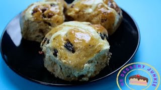 EASTER HOT CROSS BUNS RECIPE  MsDessertJunkie [upl. by Elberfeld458]