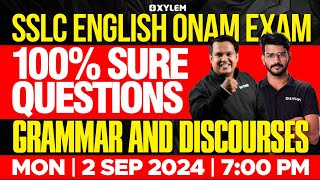 SSLC Onam Exam  English  100 Sure Questions  Grammar and Discourses  Xylem SSLC [upl. by Riha]