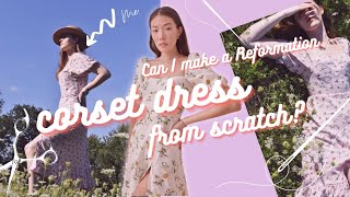 How to Sew a Corset Top Midi Dress  DIY Reformation Belgium Dress  Thrills and Stitches [upl. by Yllah]