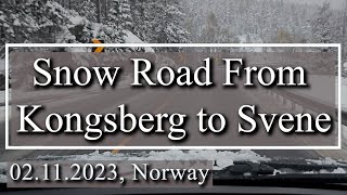 Snow in Norway  Norway Snow Road From Kongsberg To Svene  Kongsberg  Norway  02112023 road [upl. by Garwin]