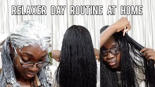 RELAXER DAY ROUTINE AT HOME  WASHING AND DETANGLING  RELAXED HAIR [upl. by Assyl]