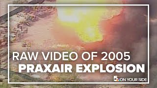 Watch raw helicopter video from the 2005 Praxair explosion in St Louis [upl. by Llerol]