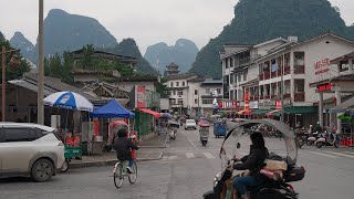 4K Walking tour of China county town Yangshuo County in the Landscape Guilin Guangxi [upl. by Elodia199]