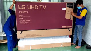 LG 75 Inch UHD 4K AI ThinQ Smart TV 75UP7750PTB Unbox amp Setup [upl. by Siraved816]