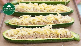 Gefüllte Zucchini mit Hackfleisch  Low Carb  Schnelles Abendessen ✅ [upl. by Klarika]