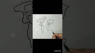 How to draw world mapeasy drawing draw with letter FFharpreetclasses33 [upl. by Walters393]