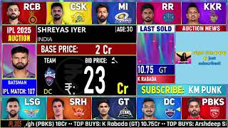 IPL Auction 2025 All Teams Final Squad  IPL 2025 All Sold Players list  All Teams Players List [upl. by Coltun110]