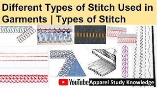 Different Types of Stitch Used in Garments  Types of Stitch  Types of Seam [upl. by Keil]