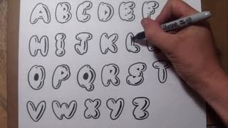 How To Draw Bubble Letters  Easy Graffiti Style Lettering [upl. by Anitram]