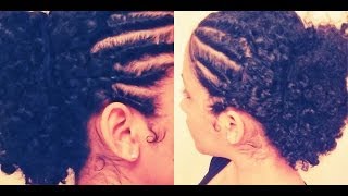 Super Easy quotRetroquot Flat Twists w Curly Updo Type 3 Natural Hair [upl. by Nirrek]