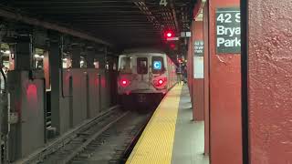 R46 C two R68 D and R160AB F trains at 42nd Street–Bryant Park in Manhattan [upl. by Mendy]