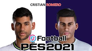 CRISTIAN ROMERO  PES 201920202021  FACE BUILD amp STATS [upl. by Yrgoerg]