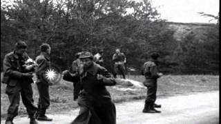 Liberated American POWs kick hit and throw things at newly captured German prisoHD Stock Footage [upl. by Okir]