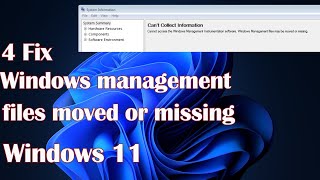 Windows management files moved or missing  4 Fix [upl. by Yeslehc]